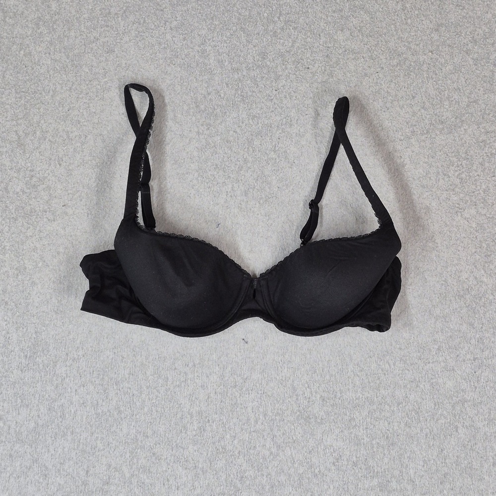 Victoria's Secret Women Bra 36B Black Body By Lined Demi Adjustable